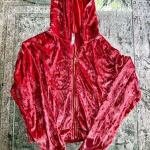 Crushed Velour Zip Up Hoodie